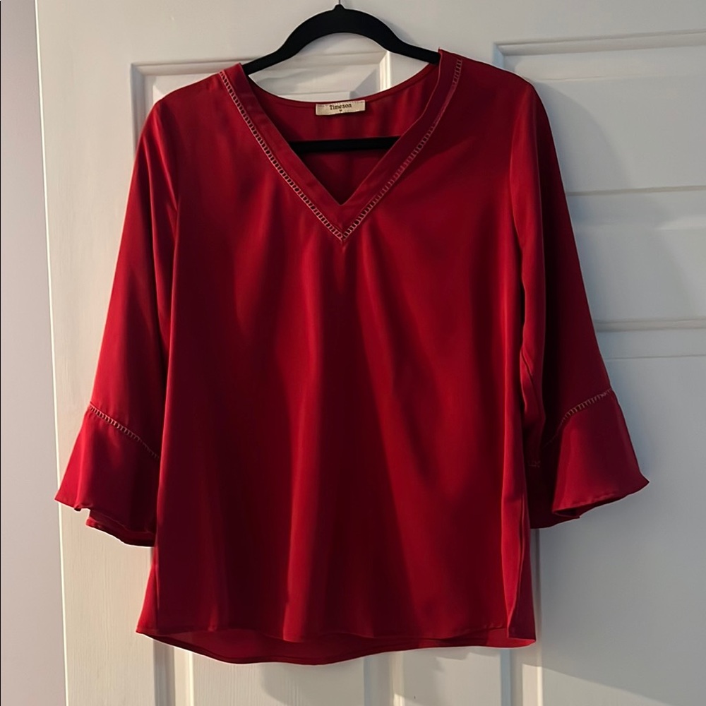 Elegant Red V-Neck Top